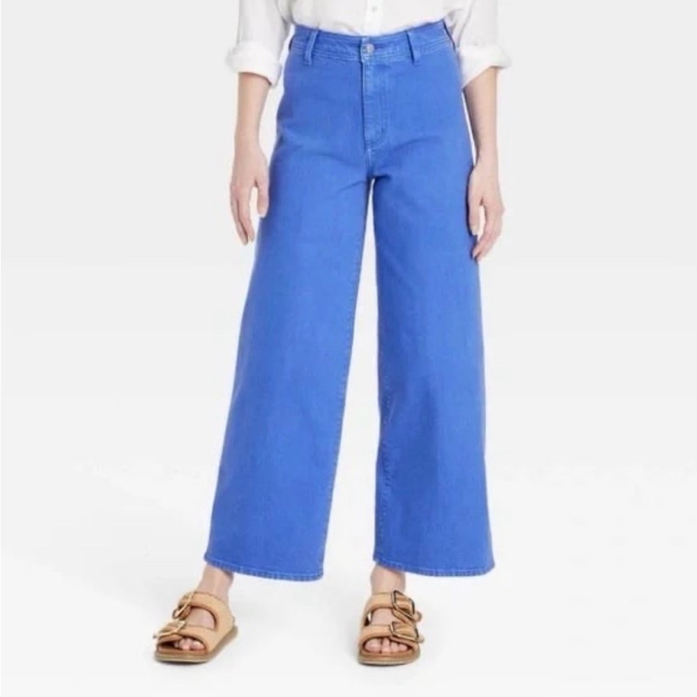 NWT Universal Thread Women's High-Rise Sailor Wide Leg Ankle Jeans, Sz 12, Blue